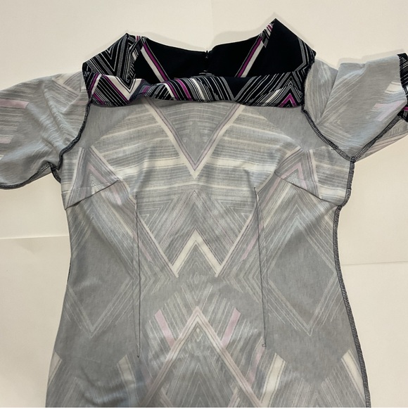 Cato Midi Dress Black White Red Diamond Design Short Sleeve Size 14 - Picture 15 of 16